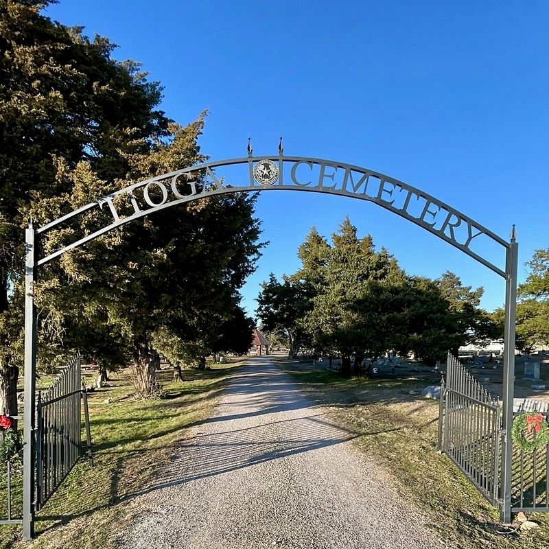 Tioga Cemetery Gate with Historic Medallion. Click for full size. Tioga Cemetery Gate with Historic Medallion image. Click for full size.