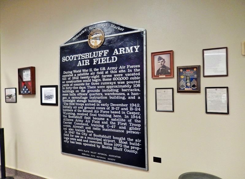 Scottsbluff Army Air Field Marker image. Click for full size.