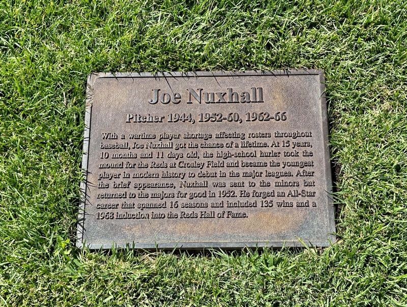 Joe Nuxhall Marker. Click for full size. Joe Nuxhall Marker image. Click for full size.