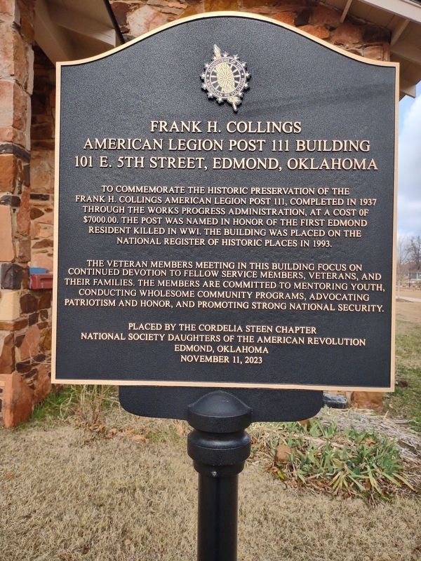 Frank H. Collings American Legion Post 111 Building Marker image. Click for full size.