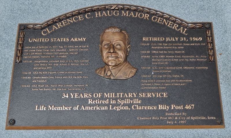 Clarence C. Haug Major General Marker. Click for full size. Clarence C. Haug Major General Marker image. Click for full size.