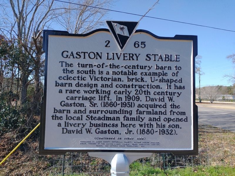 Gaston Livery Stable Marker. Click for full size. Gaston Livery Stable Marker image. Click for full size.