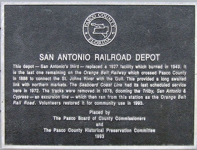 San Antonio Railroad Depot Marker image. Click for full size.
