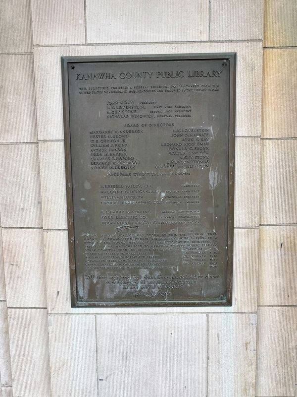 Kanawha County Public Library Marker image. Click for full size.