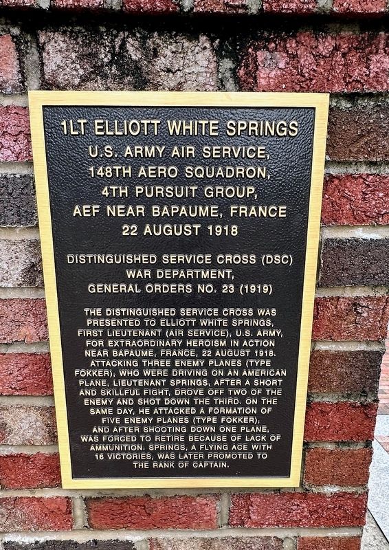 1LT Elliott White Springs Marker image. Click for full size.