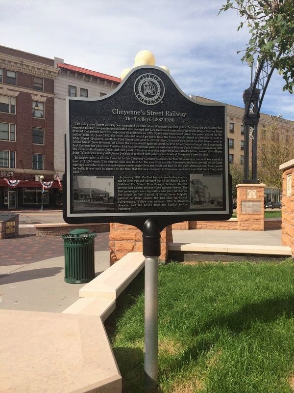 The Trolleys / Cheyenne's Street Railway Marker image. Click for full size.