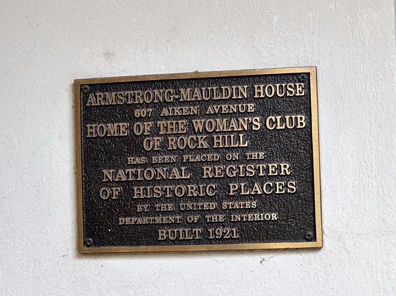 Armstrong-Mauldin House Marker. Click for full size. Armstrong-Mauldin House Marker image. Click for full size.