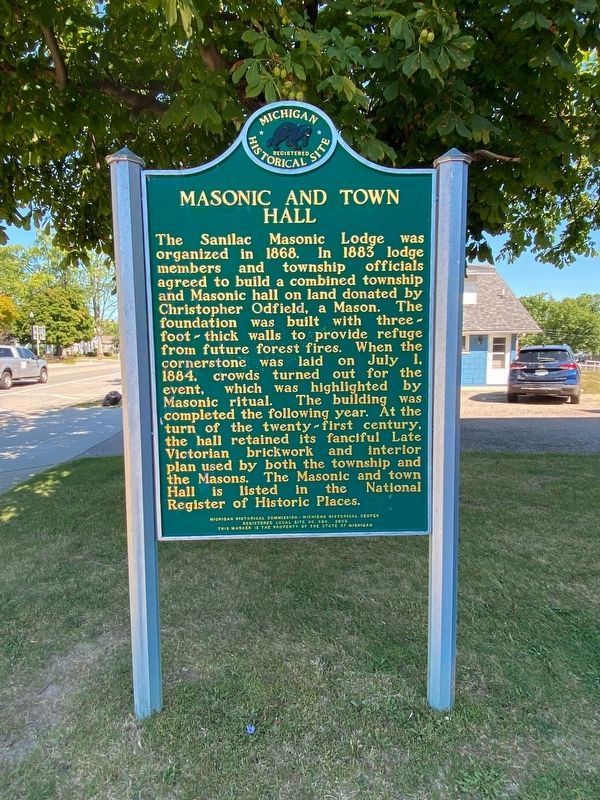 Masonic and Town Hall Marker. Click for full size. Masonic and Town Hall Marker image. Click for full size.