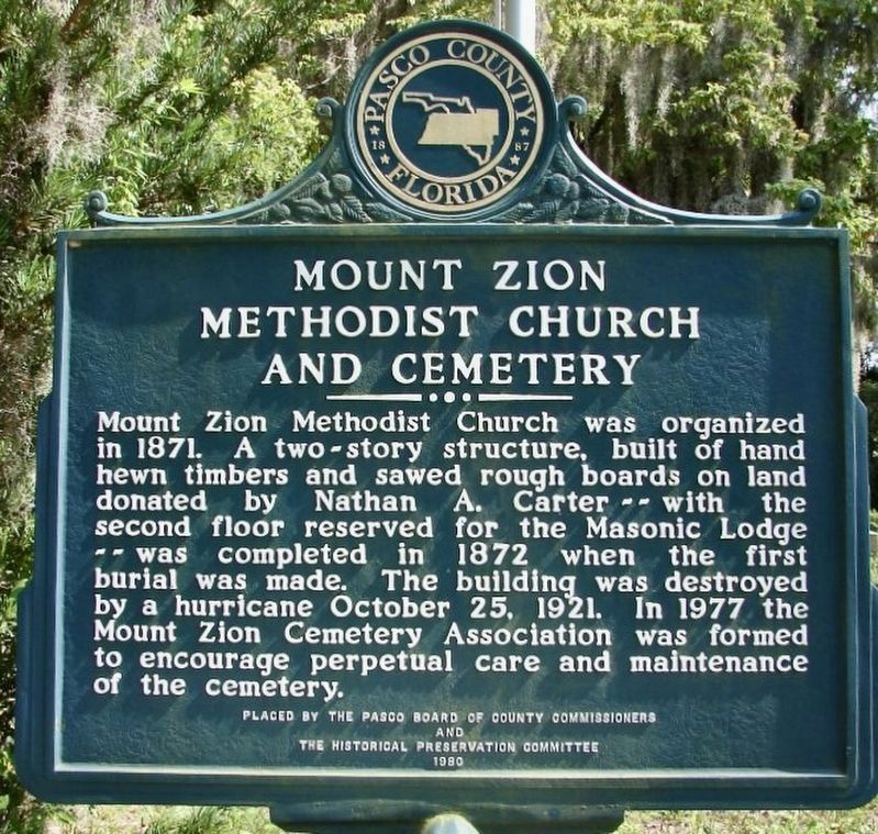 Mount Zion Methodist Church and Cemetery Marker image. Click for full size.
