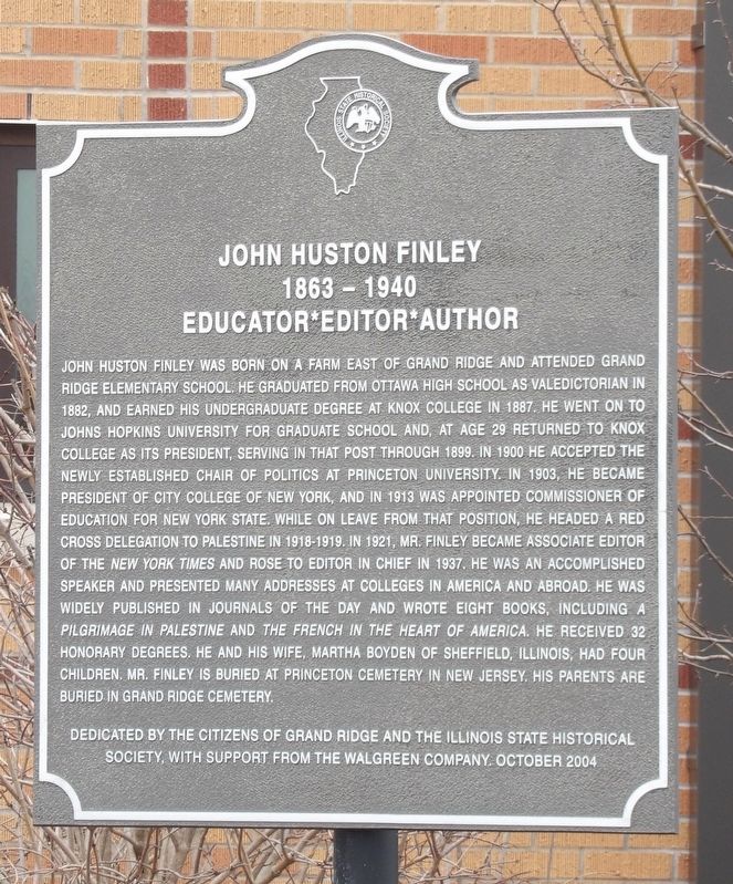 John Huston Finley Marker image. Click for full size.
