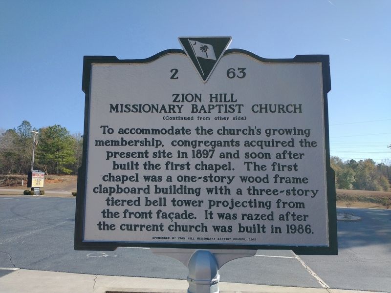 Zion Hill Missionary Baptist Church Marker image. Click for full size.