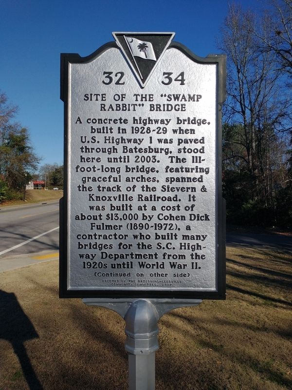 Site of the "Swamp Rabbit" Bridge Marker image. Click for full size.