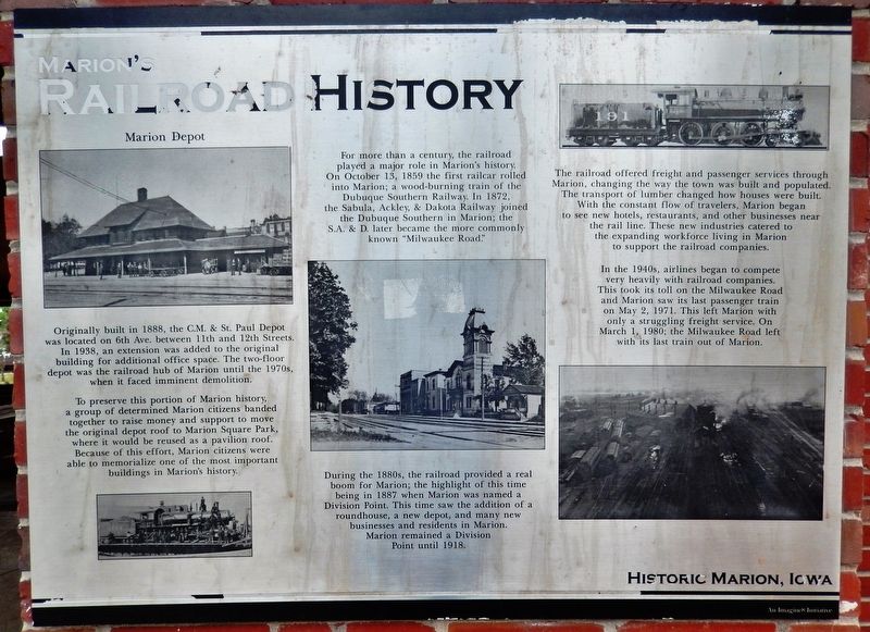 Marion's Railroad History Marker image. Click for full size.