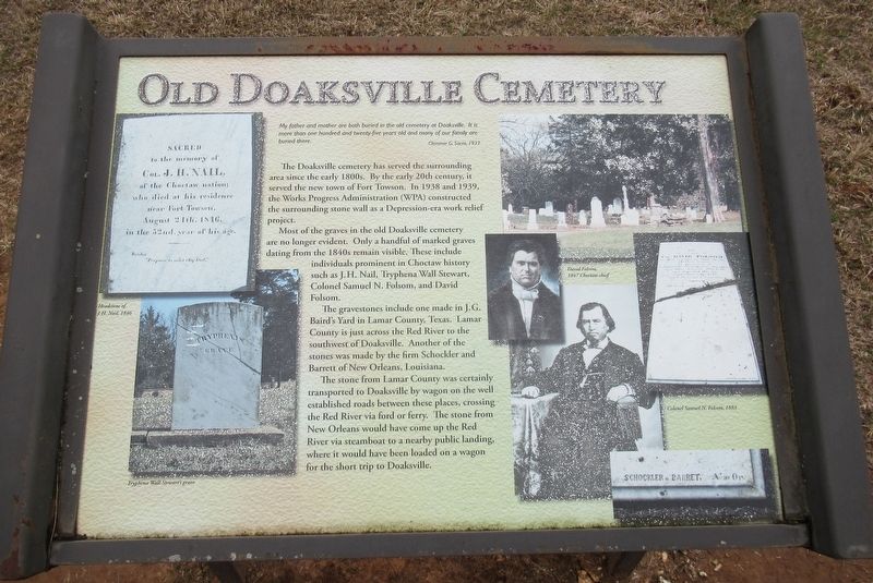 Old Doaksville Cemetery Marker image. Click for full size.