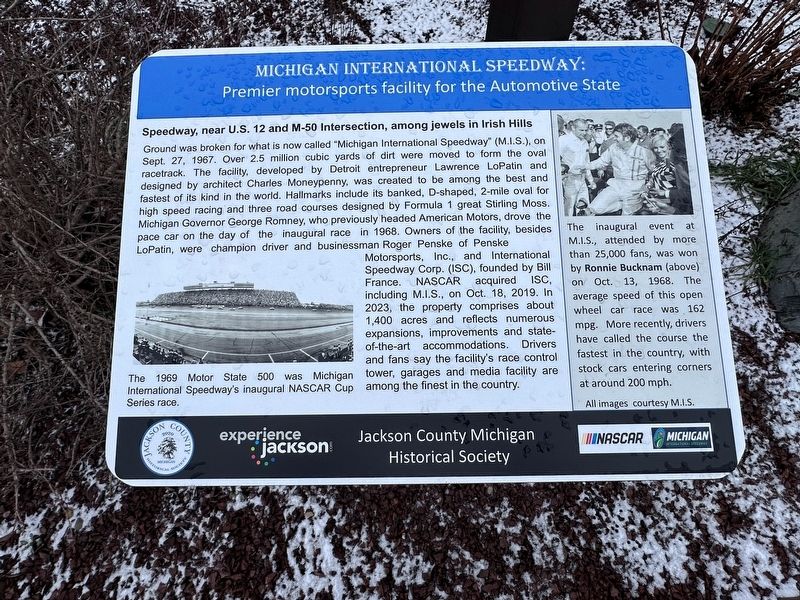Michigan International Speedway: Marker. Click for full size. Michigan International Speedway: Marker image. Click for full size.