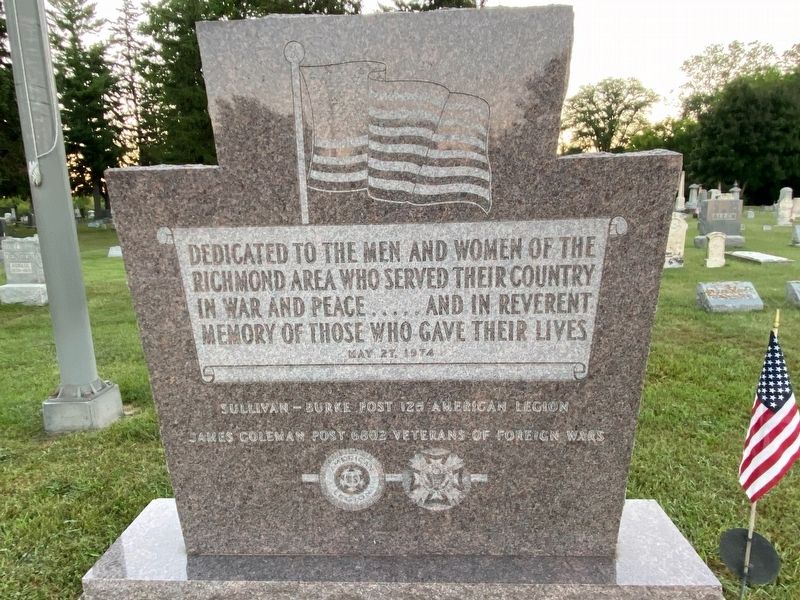 Richmond Veterans Memorial Marker. Click for full size. Richmond Veterans Memorial Marker image. Click for full size.