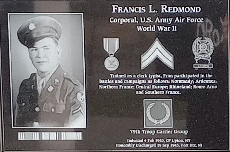Francis L. Redmond Marker. Click for full size. Francis L. Redmond Marker image. Click for full size.