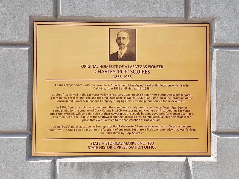 Charles 'Pop Squires Marker. Click for full size. Charles 'Pop Squires Marker image. Click for full size.