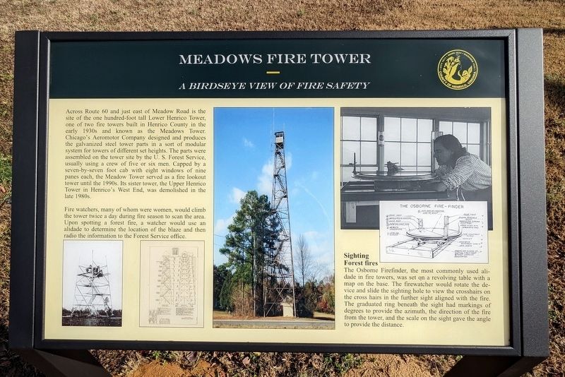 Meadows Fire Tower Marker image. Click for full size.