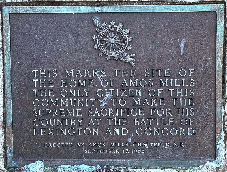 Site of the Home of Amos Mills Marker image. Click for full size.