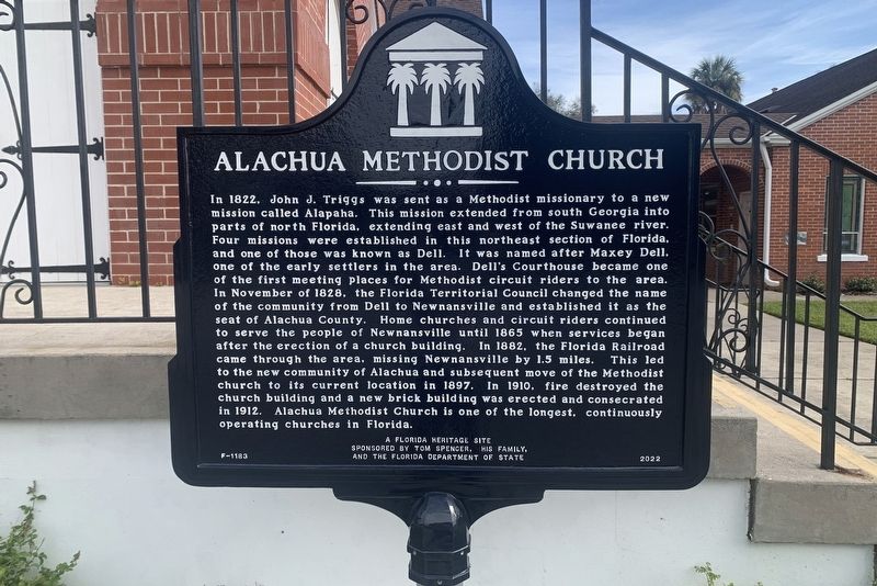 Alachua Methodist Church Marker image. Click for full size.