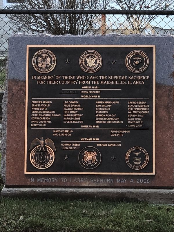 Marseilles Veterans Memorial Marker image. Click for full size.