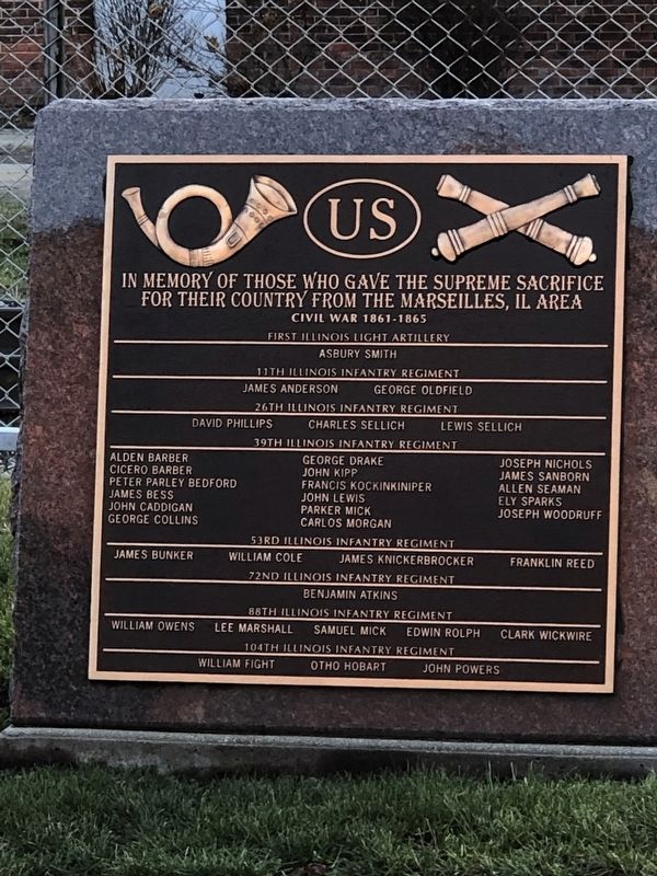 Marseilles Civil War Memorial Marker. Click for full size. Marseilles Civil War Memorial Marker image. Click for full size.