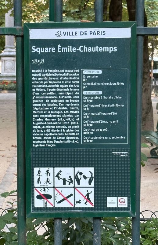 Square Émile-Chautemps (1858) Marker. Click for more information. Square Émile-Chautemps (1858) Marker image. Click for more information.
