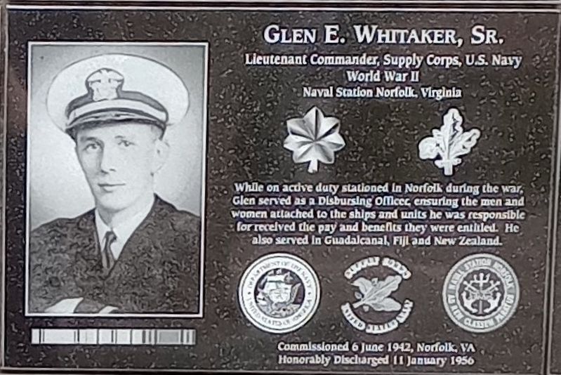 Glen E. Whitaker, Sr. Marker image. Click for full size.