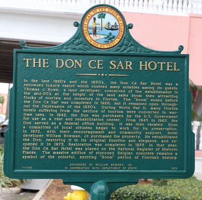 The Don Ce Sar Hotel Marker. Click for full size. The Don Ce Sar Hotel Marker image. Click for full size.