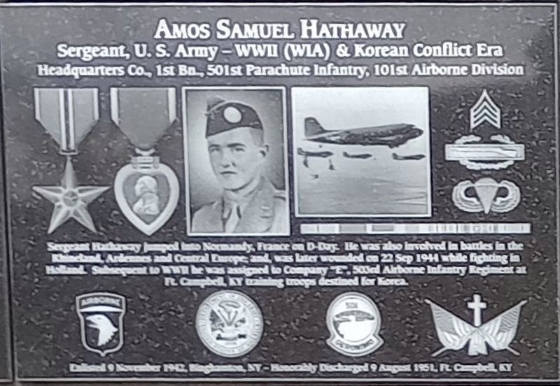 Amos Samuel Hathaway Marker image. Click for full size.