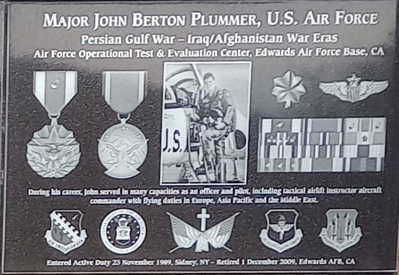 Major John Berton Plummer, U.S. Air Force Marker image. Click for full size.