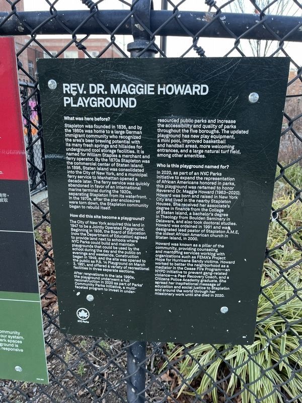 Rev. Dr. Maggie Howard Playground Marker image. Click for full size.
