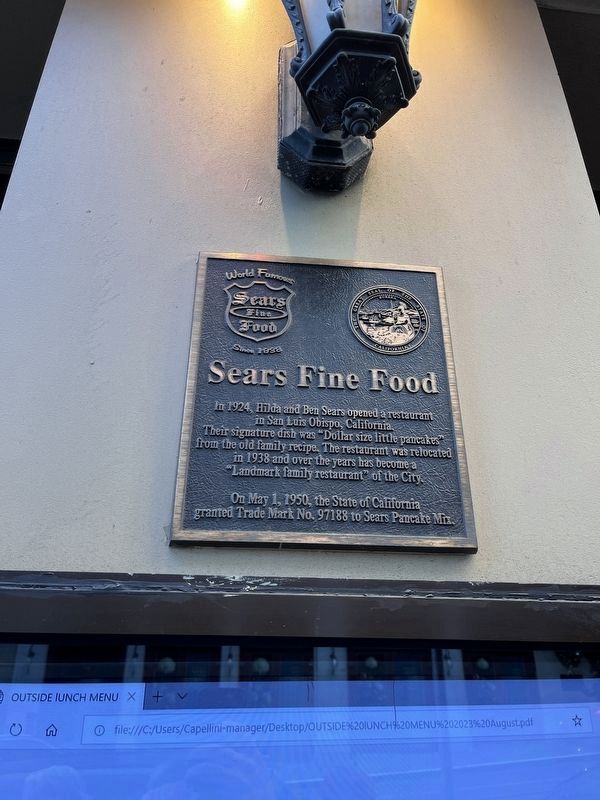 Sears Fine Food Marker. Click for full size. Sears Fine Food Marker image. Click for full size.