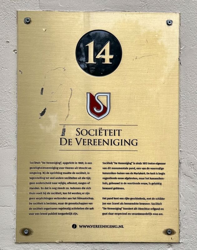 Sociëteit De Vereeniging / “The Association” Society Marker. Click for full size. Sociëteit De Vereeniging / “The Association” Society Marker image. Click for full size.
