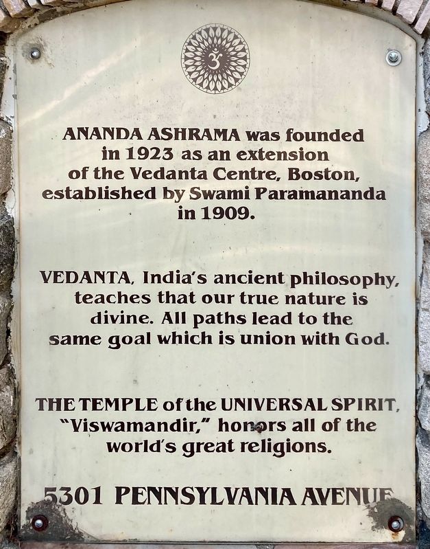 Ananda Ashrama Marker. Click for full size. Ananda Ashrama Marker image. Click for full size.