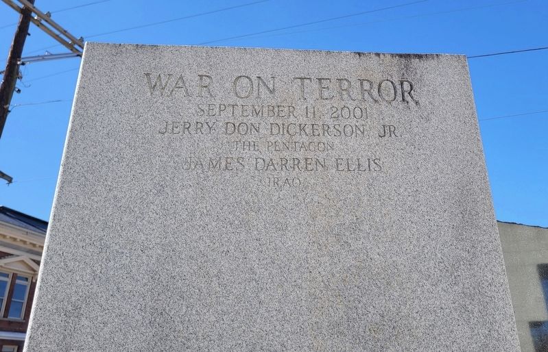 Yazoo County War Memorial - Backside of Right Panel image. Click for full size.