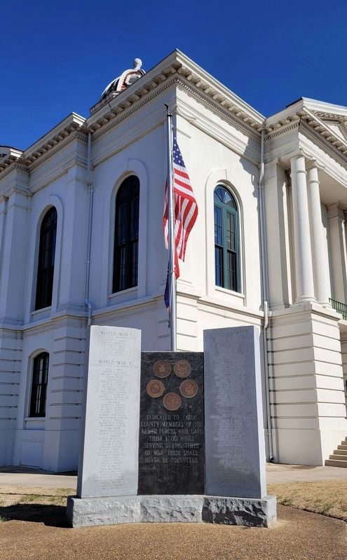 The Yazoo County War Memorial in front of the courthouse image. Click for full size.