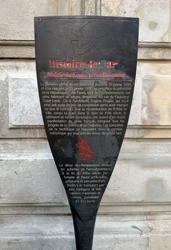 Mairie du Xème Arrondissement / 10th Arrondissement City Hall Marker. Click for full size. Mairie du Xème Arrondissement / 10th Arrondissement City Hall Marker image. Click for full size.