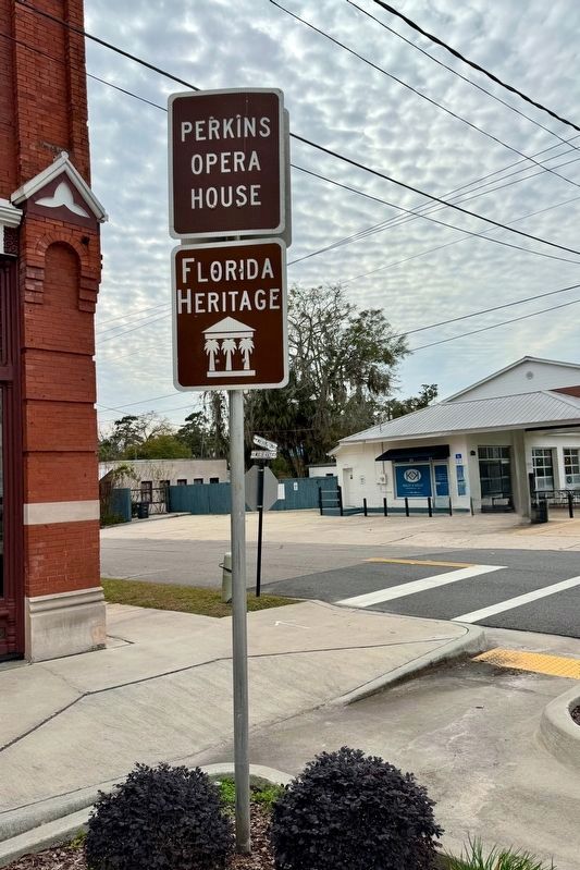 Perkins Opera House Florida Heritage Sign. Click for full size. Perkins Opera House Florida Heritage Sign image. Click for full size.