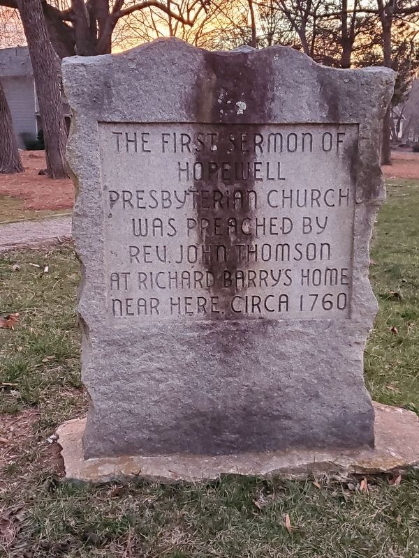 The First Sermon of Hopewell Presbyterian Church Marker image. Click for full size.