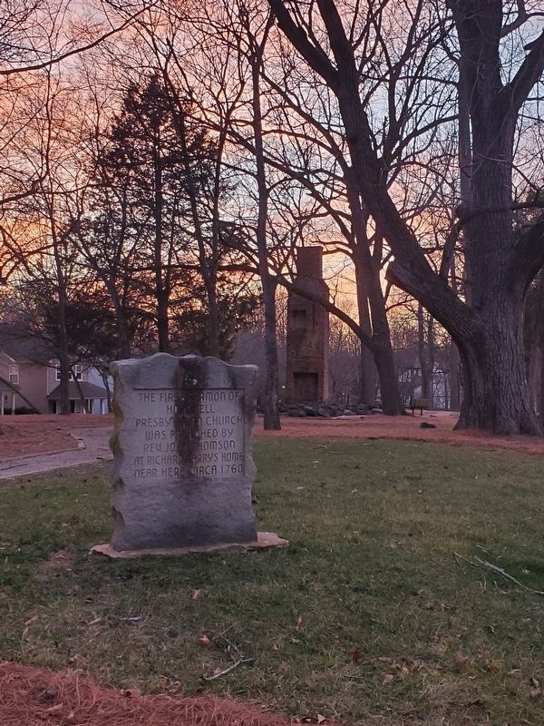 Hopewell Presbyterian Church first sermon marker with Richard Barry home site in the background. Click for full size. Hopewell Presbyterian Church first sermon marker with Richard Barry home site in the background image. Click for full size.