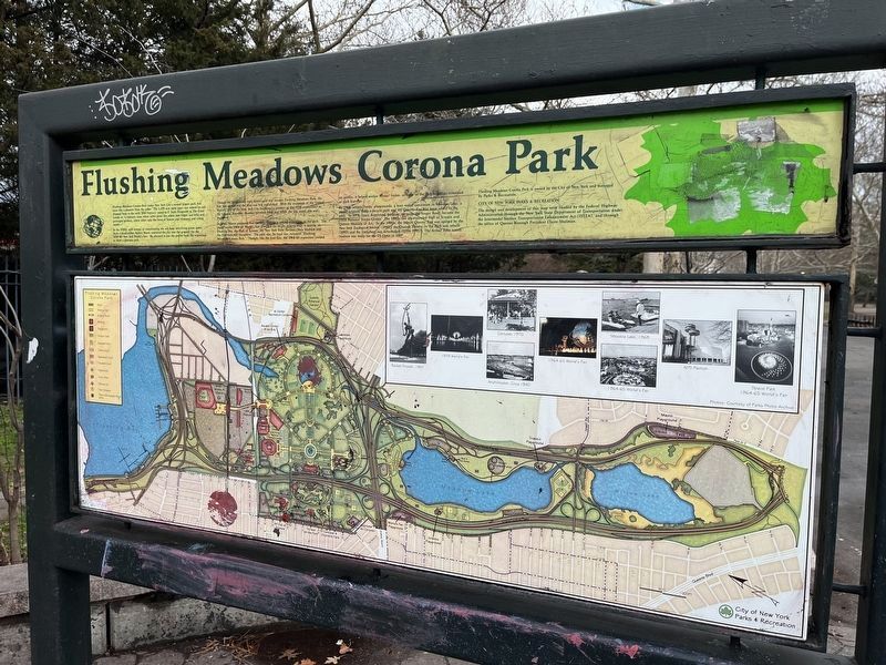 Flushing Meadows Corona Park Marker. Click for full size. Flushing Meadows Corona Park Marker image. Click for full size.