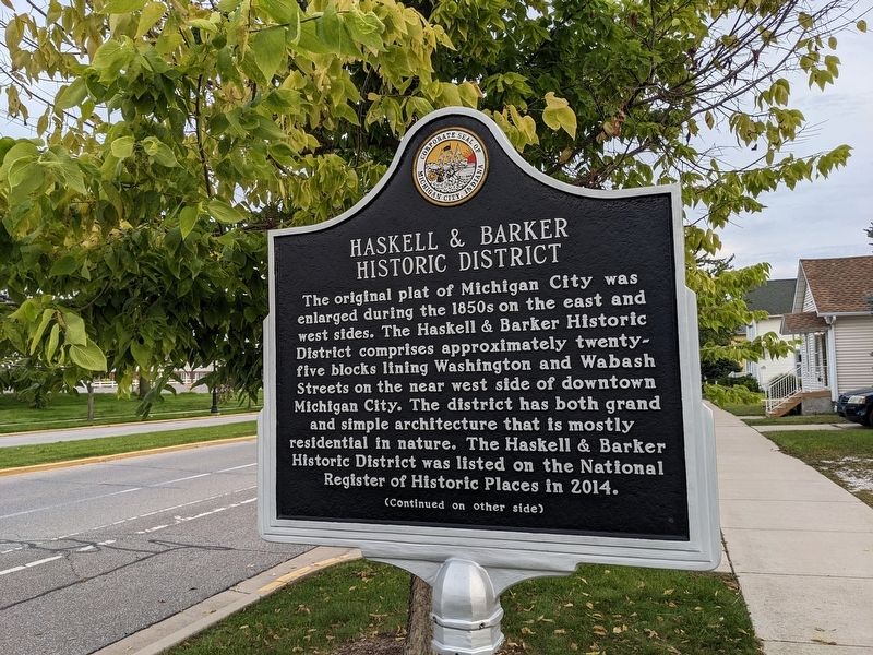 Haskell & Barker Historic District Marker, Side One image. Click for full size.
