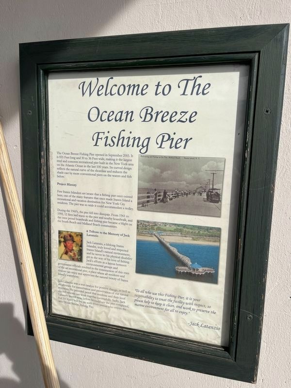 Welcome to the Ocean Breeze Fishing Pier Marker. Click for full size. Welcome to the Ocean Breeze Fishing Pier Marker image. Click for full size.