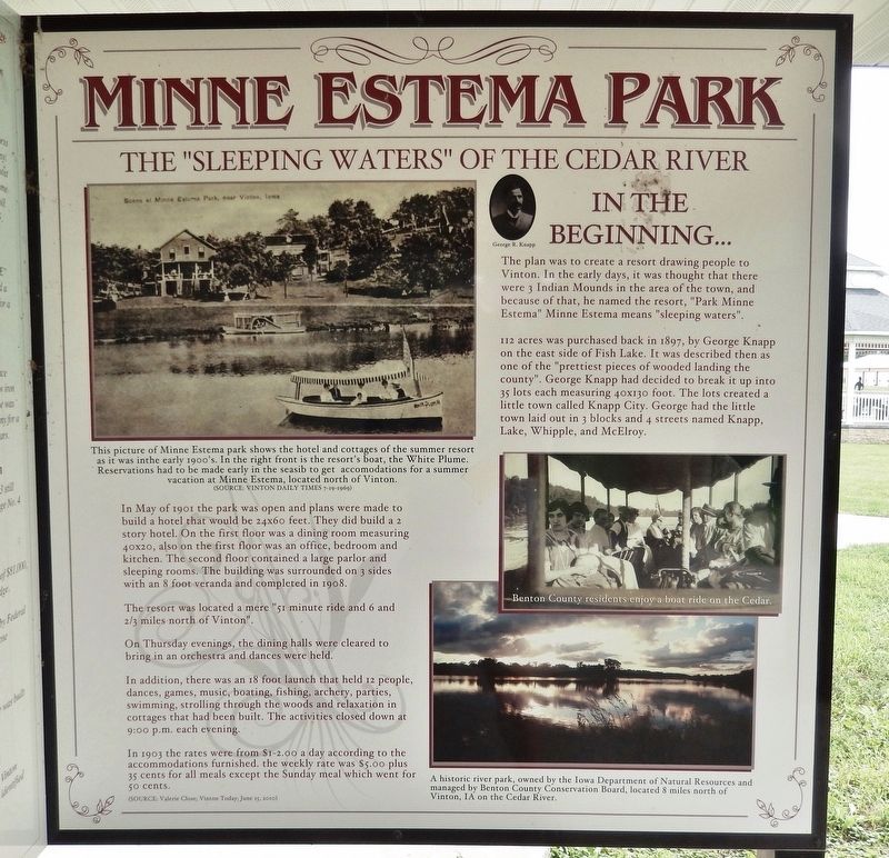 Minne Estema Park Marker image. Click for full size.