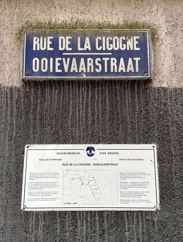 Rue de la Cigogne / Ooievarstraat / Stork Street Marker image. Click for full size.