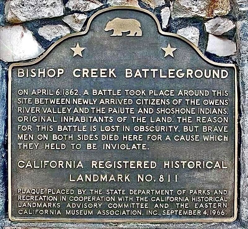 Bishop Creek Battleground Marker. Click for full size. Bishop Creek Battleground Marker image. Click for full size.