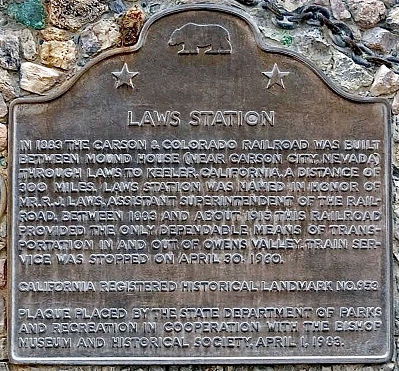 Laws Station Marker image. Click for full size.