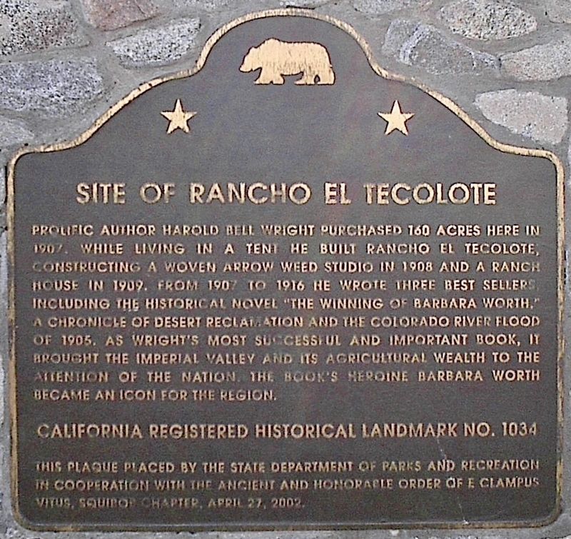 Site of Rancho El Tecolote Marker image. Click for full size.